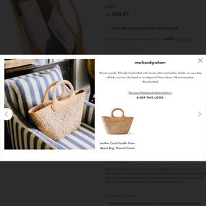 Like New MARK AND GRAHAM leather and straw tote bag